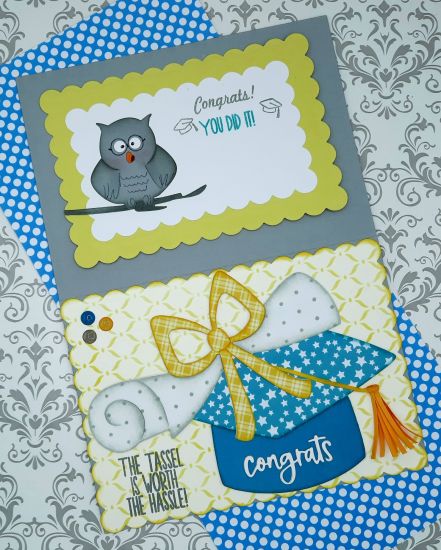 5x7 Big Scallop Rectangles 
Keywords: Graduatio cap diploma owl