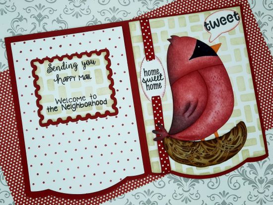 Sassy Bird fold it club
Keywords: 5x7 card fancy edge nest cardinal welcome to the neighborhood