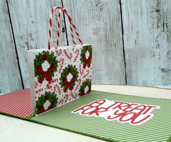 Gift Bag Insert die (inside)
Keywords: Christmas gift bag wreath bow Joy candy canes