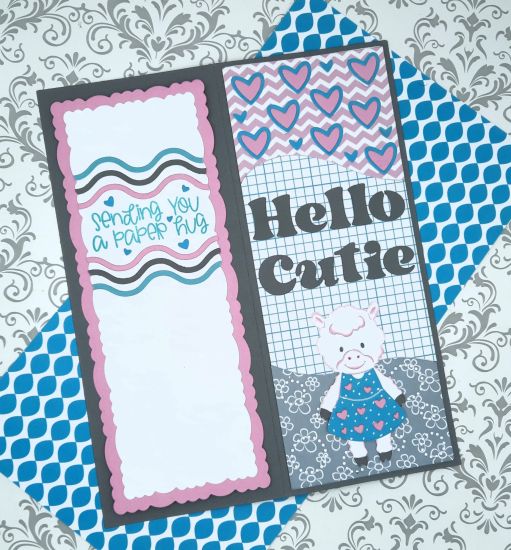 Hello Cutie slimline tri background
Keywords: Hello cutie lamb hearts sending hugs