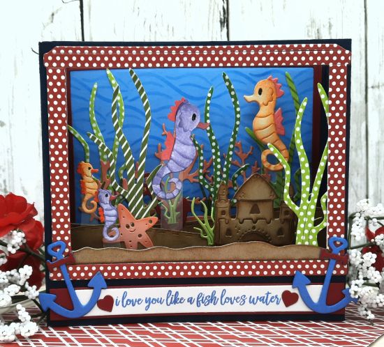 Fish Tank fold it
Keywords: Fish tank seaweed coral anchor seahorse anchor love ocean seashells