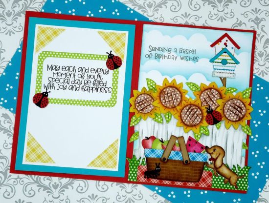 Garden Fence Fold It club
Keywords: Fence sunflower birdhouse picnic basket dog apple strawberry watermelon ladybug ant birthday