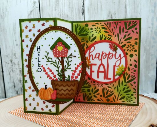 Foliage background
Keywords: Foliage birdhouse pumpkin barrel fall zfoldCard OvalDies