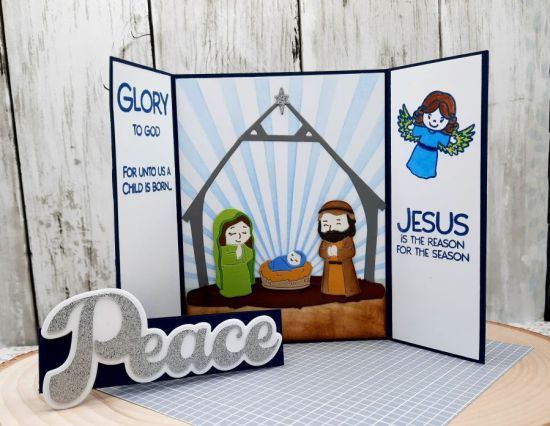 Peace & Joy Holiday words
Keywords: Gatefold nativity peace christmas
