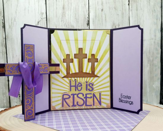 He Is Risen card front
Keywords: christian4HSN Easter gatefold card