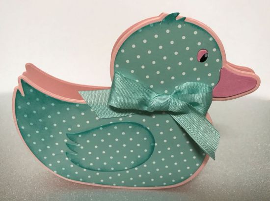 Baby Rubber Duck A2 Fold It, Shaded the printed card stock with Stamps of Life Ocean, the bow was made with the Stamps of Life seam binding ribbon
Keywords: Duck A2 Fold It