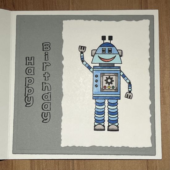 Keywords: Robots2build, 4x4 card, W Circle die, happystanduos2dtamp squarecard