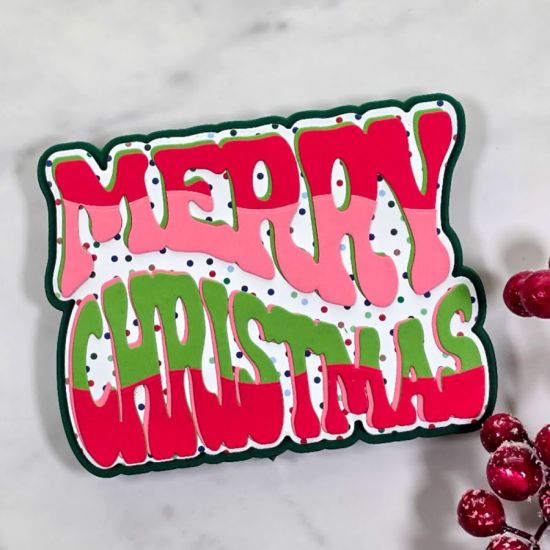 I cut the words from Red, pink, and green cardstock and used a Slimline hill die to cut them in half, then reconstructed them with color combos.
