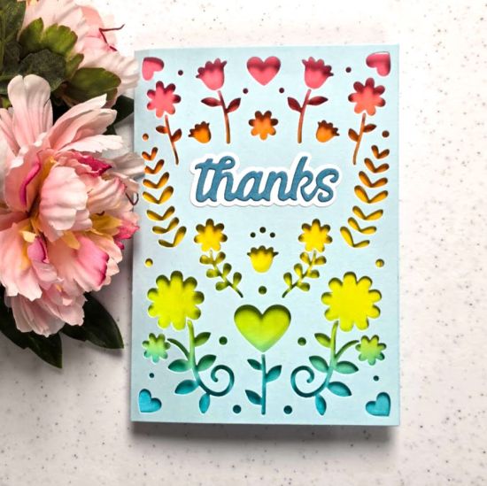 Rainbow Ink blended panel added to inside flap
