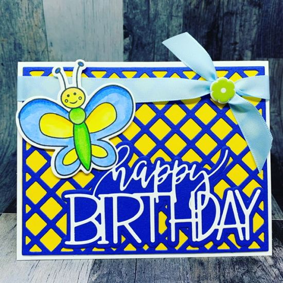 Happy Birthday Card
Lattice Background Die
Butterfly2stamp
Trendy Happy Birthday 
