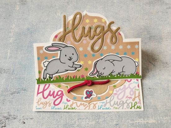 Hugs Elegant Stand Up card
The Bunnies are ready for spring and cannot wait to be out in the yard. 
Keywords: Hugs Bunny Bunnies Card Kit Elegant Stand Up