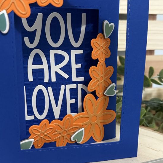 Keywords: burlap background flowers hearts double window stitched