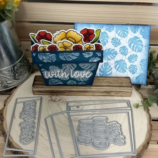Keywords: stencil posies 3d ink flower pot
