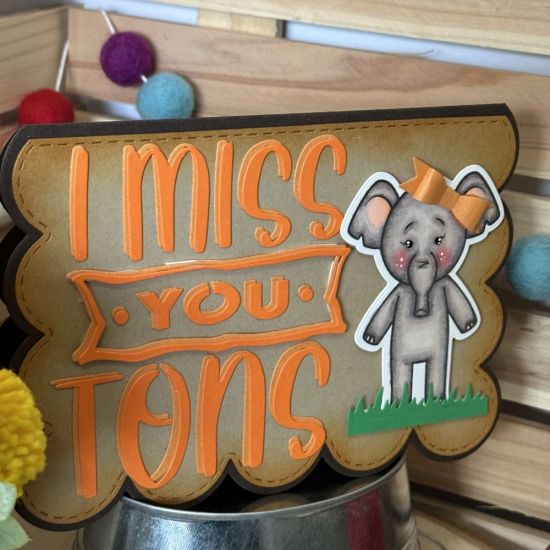 Keywords: miss you elephant mini bow 5x7 cards