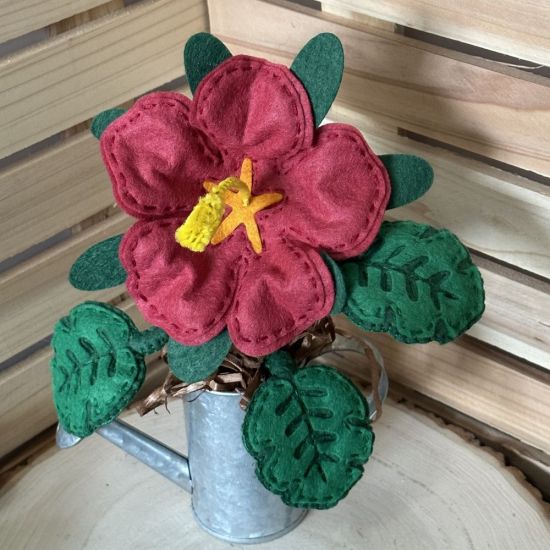 Keywords: wool felt hibiscus stitched