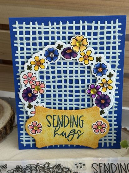 Keywords: floral wreath burlap