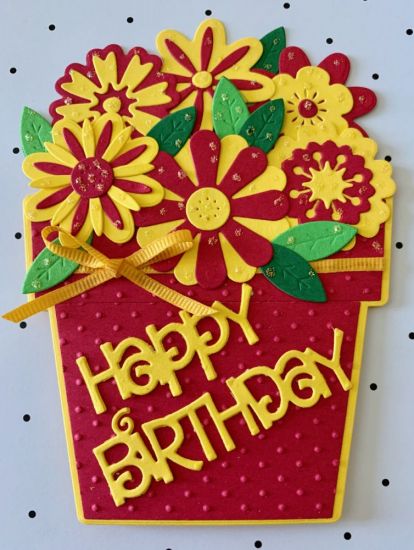 Flower Pot Fold-it
Beautiful flowers are meant for beautiful people. When hinged at the top, this card can stand upright and adorn the recipient's desk many weeks after the celebration is over.
Keywords: fold-it flower flowerpot flowers happy birthday pot container