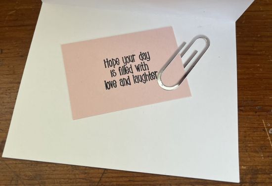 Inside typewriter valentine
the sentiment on the inside of the typewriter valentine card is from the Jar2Stamp set. 
Keywords: typewriter, paper clip