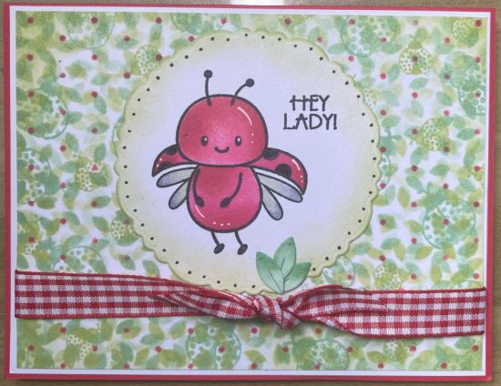 Hey Lady!
A simple card using a ladybug stamp and deckle circle with a stenciled background
Keywords: ladybugs