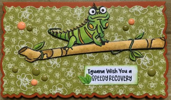 Iguana wish you a speedy recovery deckle mini slimline
A get well iguana card on a deckle mini slimline
Keywords: Get well iguana deckle mini slimline
