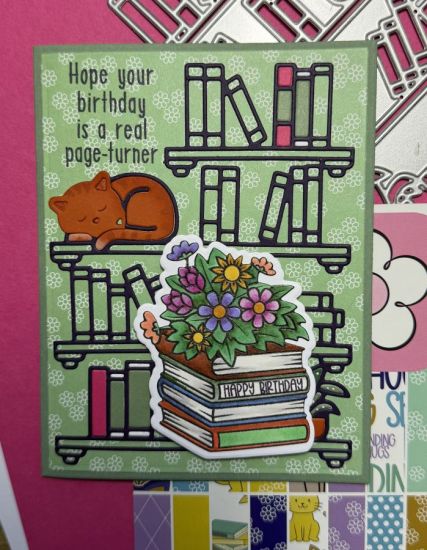 Birthday Books
A birthday card for a book lover using the A2 bookshelf fold it and the In My Book set
Keywords: Birthday books BookshelfBackgroundDie