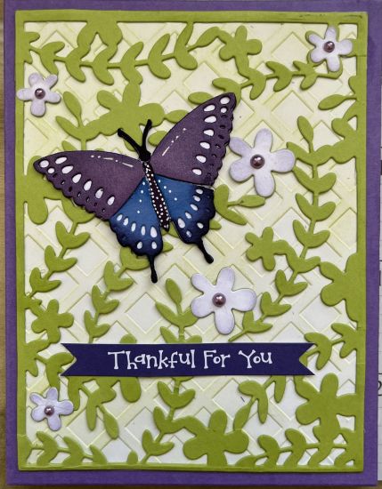 Swallowtail eyelet butterfly
A thank you card with a butterfly
Keywords: Eyelet butterflies A2 vine