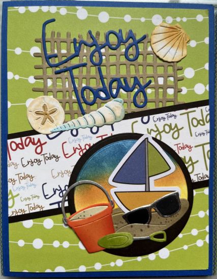 Enjoy Today
a father's day-ish card using multiple die sets. Seashells, sandollar and sailboat are from the By the Sea Kit The bucket and shovel are from the sandcastle2stamp set and sunglasses are from the sunglasses2stamp set
Keywords: seashore enjoy today sailboat sunglasses sand bucket