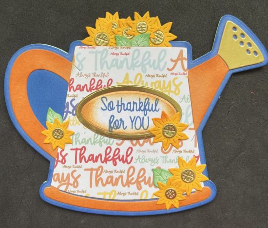 Thankful for you Watering can
Watering can with thankful for you and sunflowers
Keywords: Thanksgiving watering can fold-it