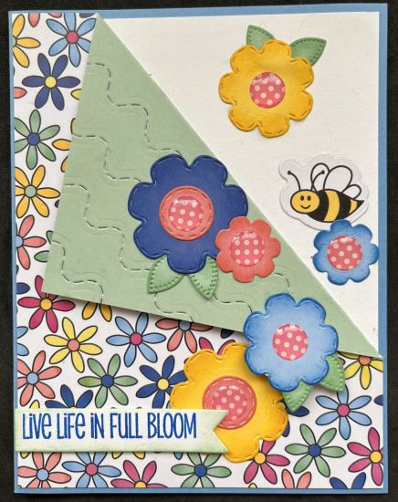 Bees and Flowers
A Frankencard (multiple sets) to celebrate Spring. This card was created for a layout challenge
Keywords: bees flowers corner fold