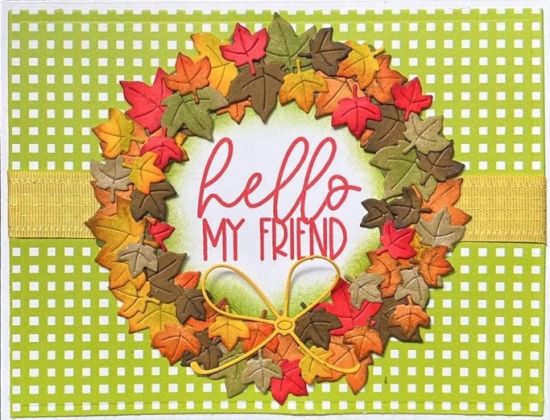 Leafy Wreathy
A Leaf Wreath made using the Floral Wreath die as a base. 
Keywords: Leaves Leafs Wreath