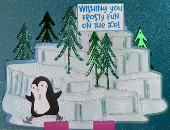 Winter iceberg
Penguin skating on iceberg 

