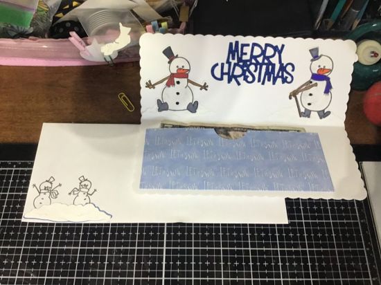 Inside merry Christmas snowman 
