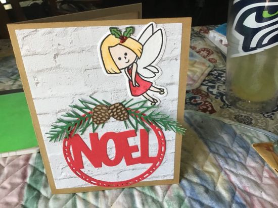 Christmas Noel  little Peeps pinecone fairy 
Circle die Noel with pinecone and flying fairy 
Keywords: Noel Christmas woodland truck stamp pinecone little Peeps Christmas