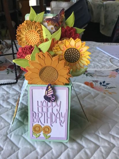 Happy birthday sunflower butterflies 
Keywords: 5x7 box card die set butterfly’s sunflowers