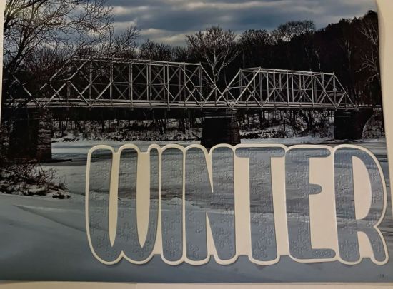Frozen River
8.5 by 11 photo with Winter slimline 
