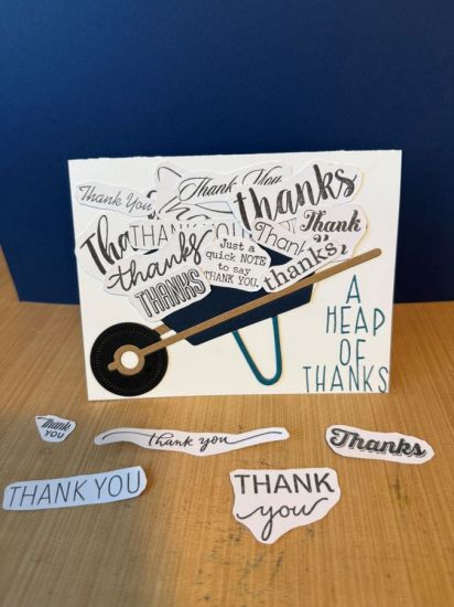 A Heap of Thanks
Wheelbarrow Thank you card
Keywords: Wheelbarrow fold it, Thank you