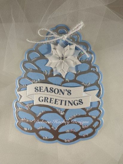 Blue & Silver Pine Cone "Season's Greetings"
