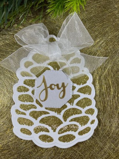 Gold& White Pine Cone "Joy"
